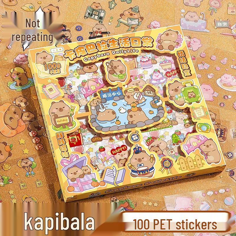 100 Transparent PET Waterproof Cartoon Stickers for Journals - Durable, No-Trace DIY Decoration