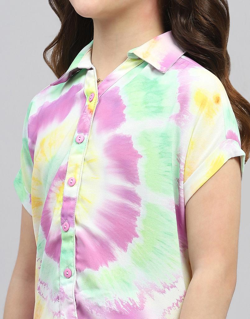 MONTE CARLO Girls Multi Color Printed Collared Neck Half Sleeve Cord Set