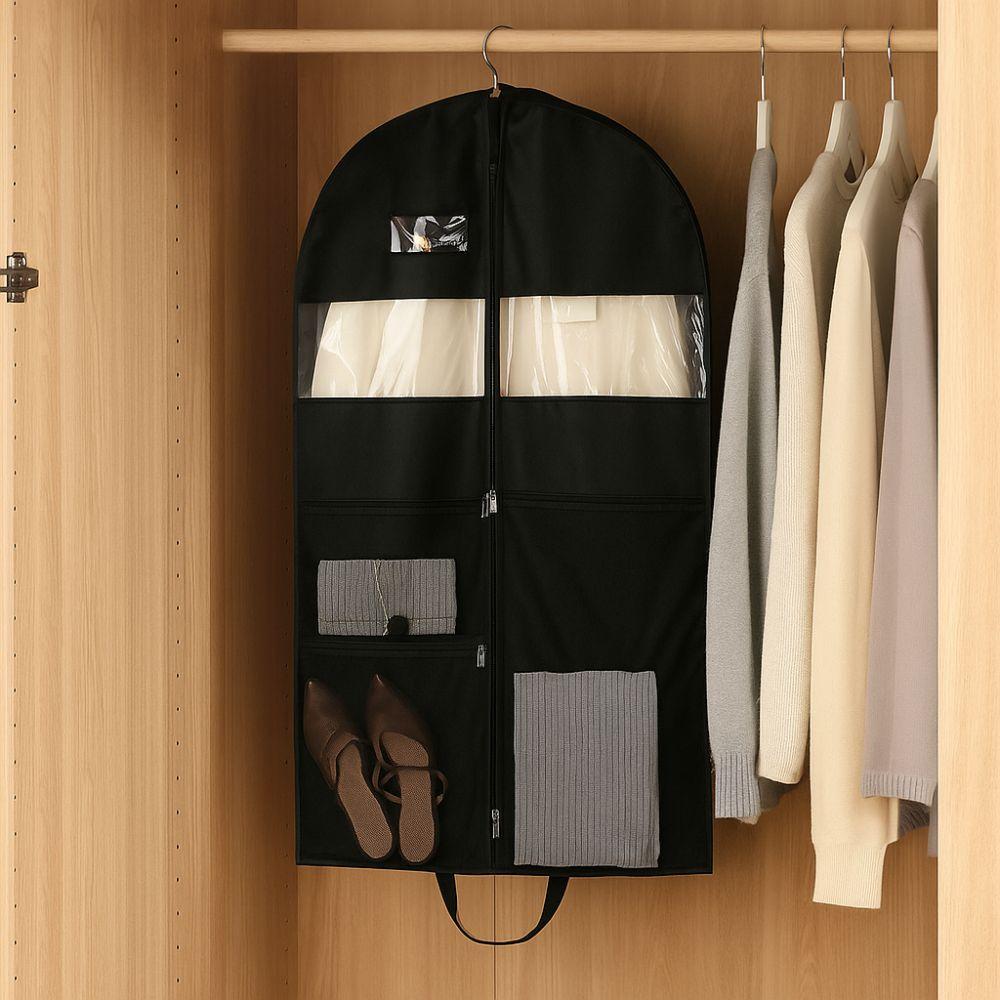 Mesh Pockets Portable Garment Bags Multi-Compartment Foldable Travel Garment Bags with Window Hanging Dress Dust Bag Travel