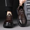 Autumn New Leather Men's Shoes Trendy Shoes Thick Sole Heightening Dad Shoes Versatile Air Cushion Light Sports Casual Shoes Men