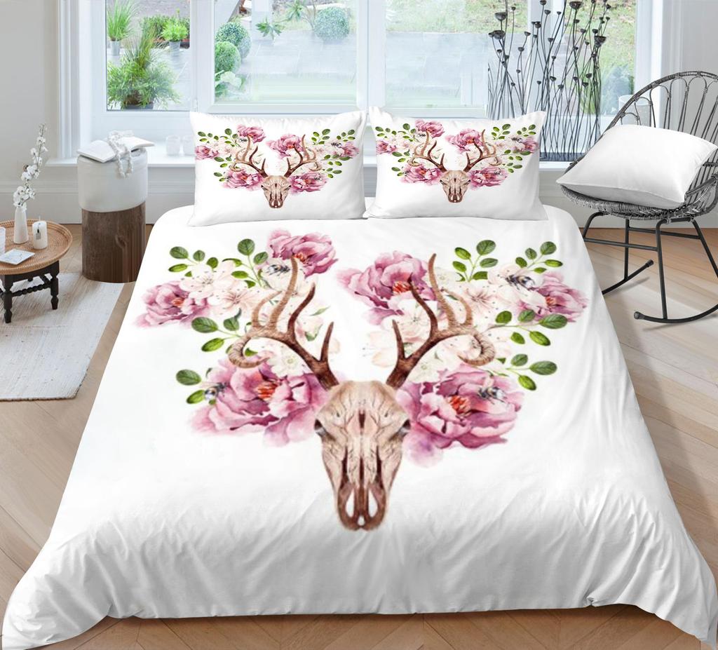Home Bed Set Skull Print Pillowcase Bedspreads Soft Duvet Cover Queen King Size Teen Boy Girl 3D Soft Quilt Cover