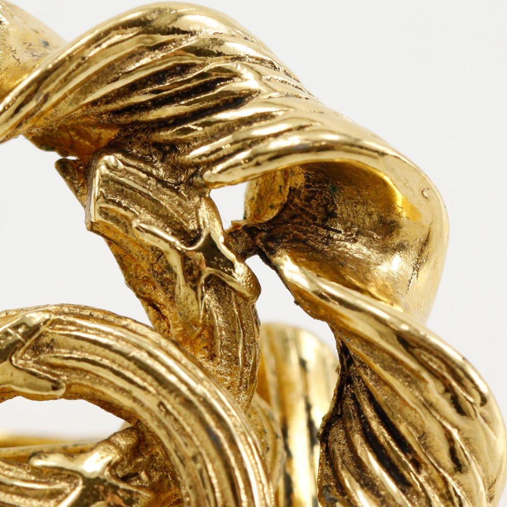 Chanel Round COCO Mark Earring Vintage Plated Gold 9.7g Women Used