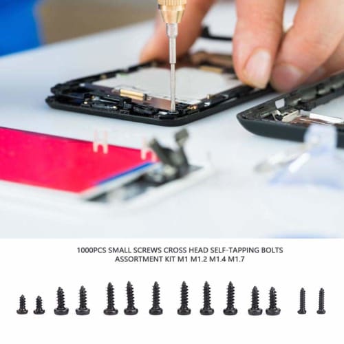 Akozon Machine Screw Kit, Self-Tapping Screw Set, Machine Screw Cross Head Self-Tapping Bolt Assortment Kit, M1/M1.2/M1.4/M1.7, with Storage Case, 100