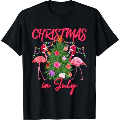 Funny Flamingo Tropical Christmas the Christmas In July T-Shirt