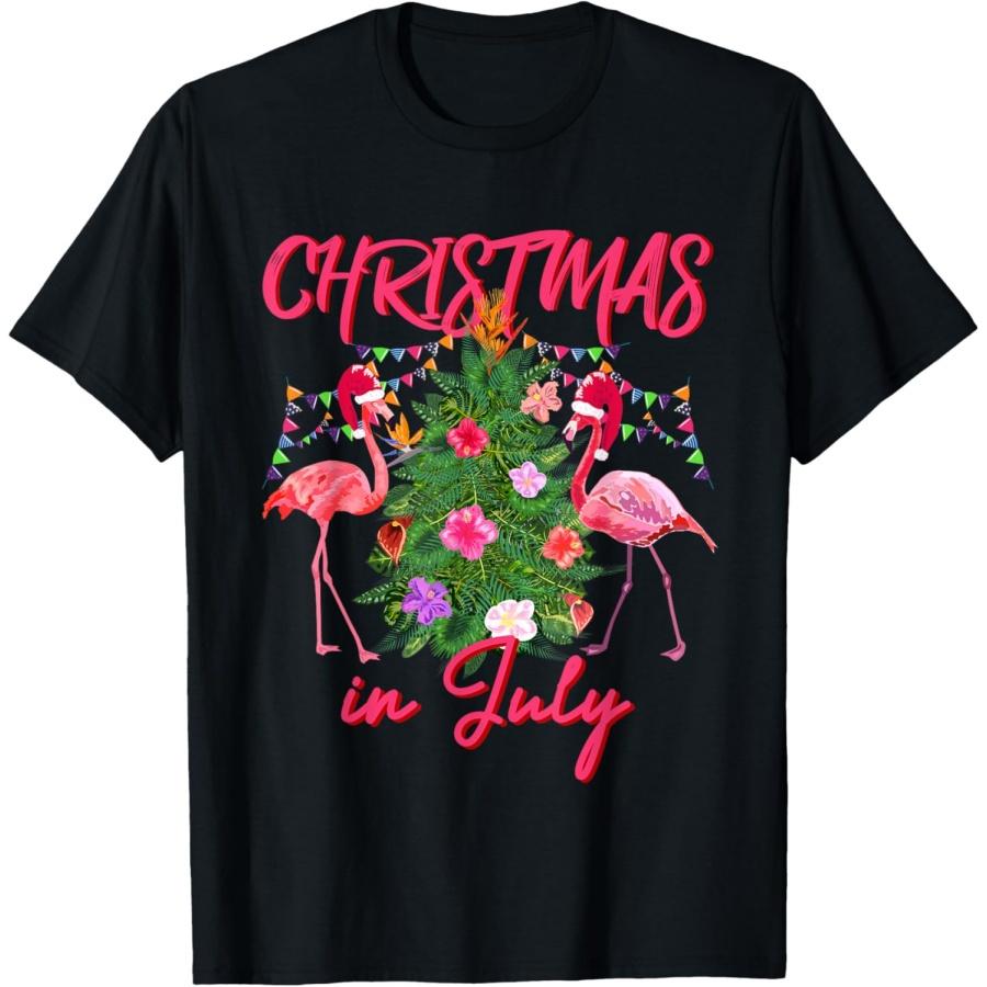 Funny Flamingo Tropical Christmas the Christmas in July T-Shirt S