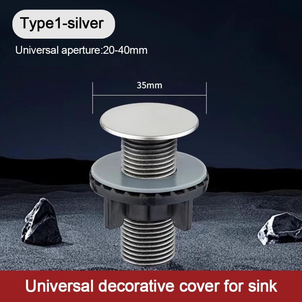 Kitchen Sink Hole Cover ABS Faucet For 20-40mm Overflow Drain Sealer Washbasin Tap Hole Stopper Decorative Lid Grey Silver