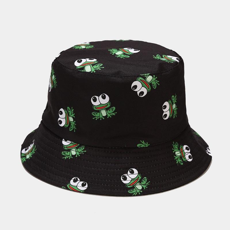 Hats men and women spring and summer new cartoon animal pattern double-sided basin hat outdoor travel sunscreen sunshade bucket hat