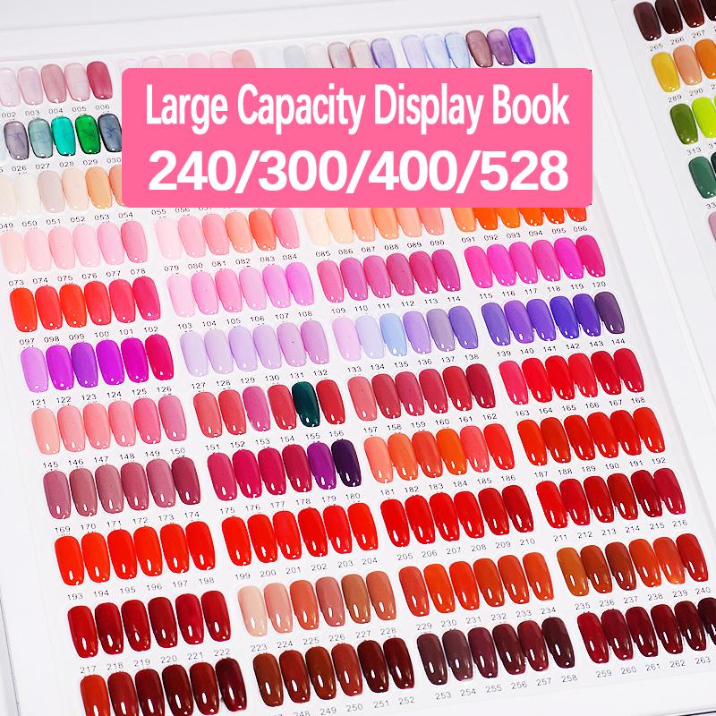 400/528/120 Farben Nagel-Anzeigebuch, Leder-Acryl-Abdeckung, Gel-Nagellack-Anzeige, Farbkarte mit falschen Spitzen und Regal