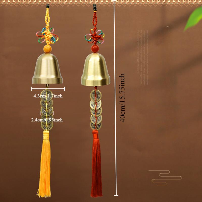 Ping An Miedziany Dzwonek Wietrzny Wisiorek Wisiorek Atmosfery Samochodowej Feng Shui Miedziany Dzwonek Miedziany Wisiorek z Monetami Pięciu Cesarzy