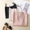Female Summer Lightweight Cotton-Linen Layering V-Neck Spaghetti-Strap Tank Top: Sleeveless Cotton-Linen Boho-Style Top