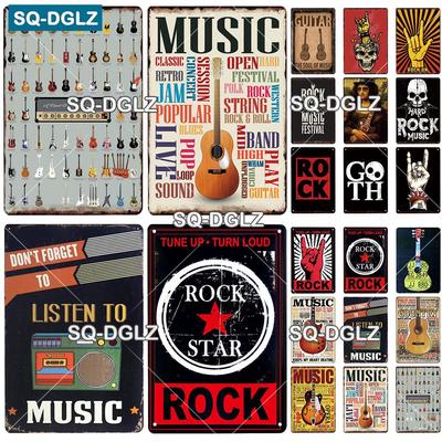[SQ-DGLZ] Rock  & Music Metal Sign Bar Wall Decoration Tin Sign Vintage Metal Signs Home Decor Painting Plaques Art Poster