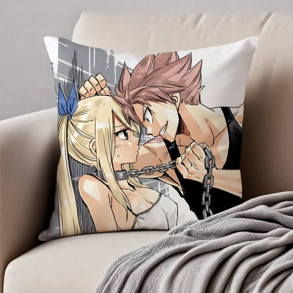 F-Fairy T-Tail Pillow Case Anti-dustmite Pillowcase Invisible Zipper Silky Short Plush Sofa Cushion Cover