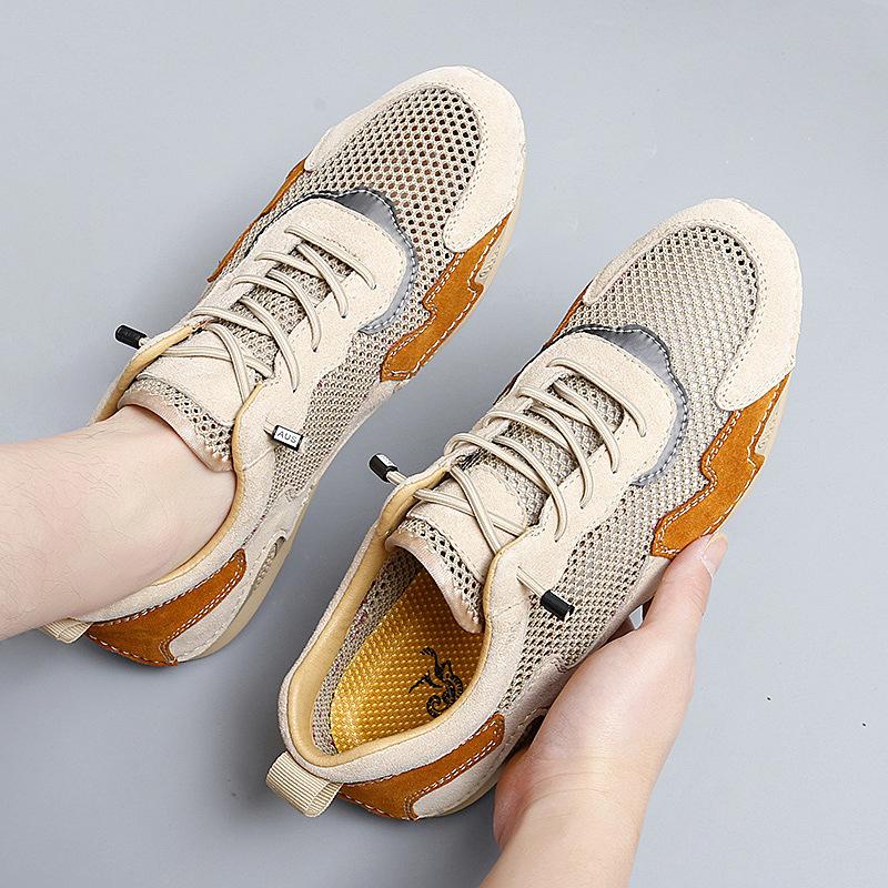 Large Size Men's Shoes Summer 2025 New Breathable Mesh Casual Shoes Men's Summer Hollow Versatile Doudou Shoes