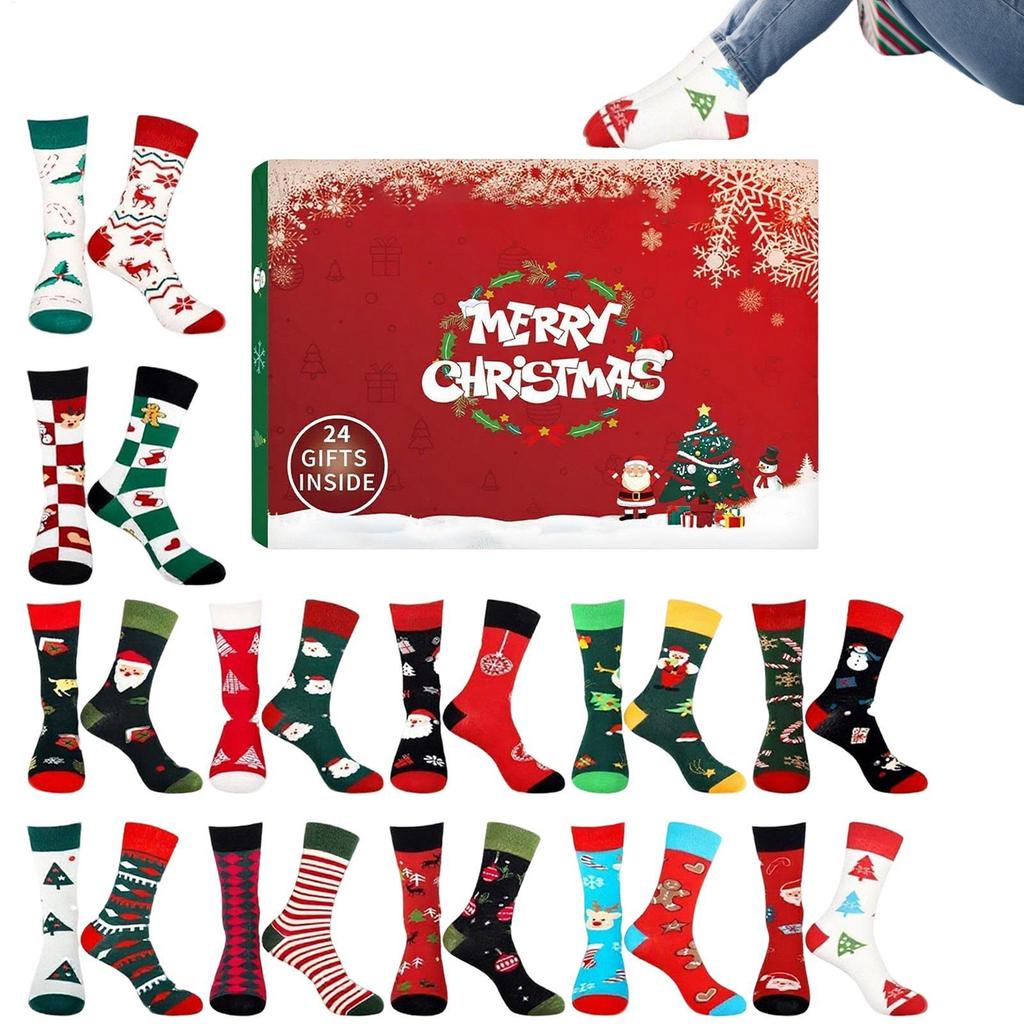 2026 Christmas Countdown Calendar 24 Days Funny Socks Advent Calendar for Women Men Teens Christmas Gifts Holiday Party Favors