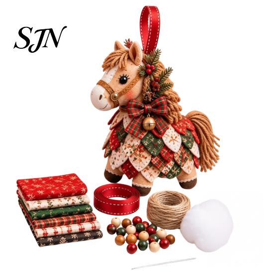 Handcrafted Holiday Display Items DIY Patchwork Ornament Kit for Christmas Decoration, Decorative Fabric Traditional Winter Charm Ornaments Craft Set