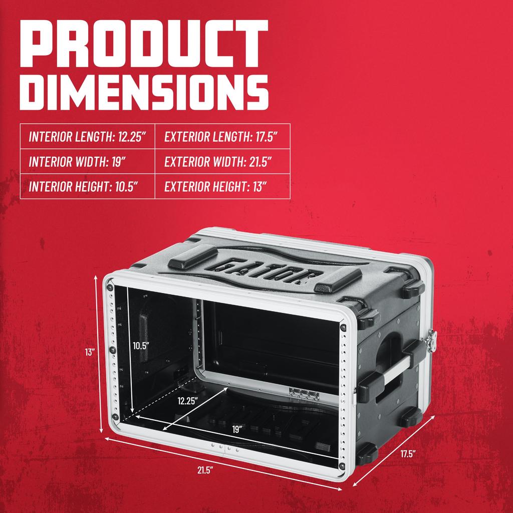 GATOR Rack Case Leichtgewicht PE Standard Geformte Rack Case Serie Größe 6HE/Kurz GR-6S (Schrauben/Unterlegscheiben enthalten) []