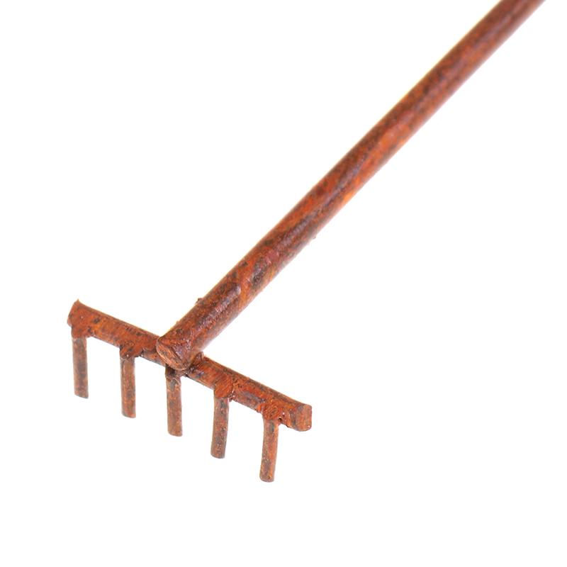 1:12 Dollhouse Miniature Gardening Tools Metal Shovels Pitchfork Furniture Set