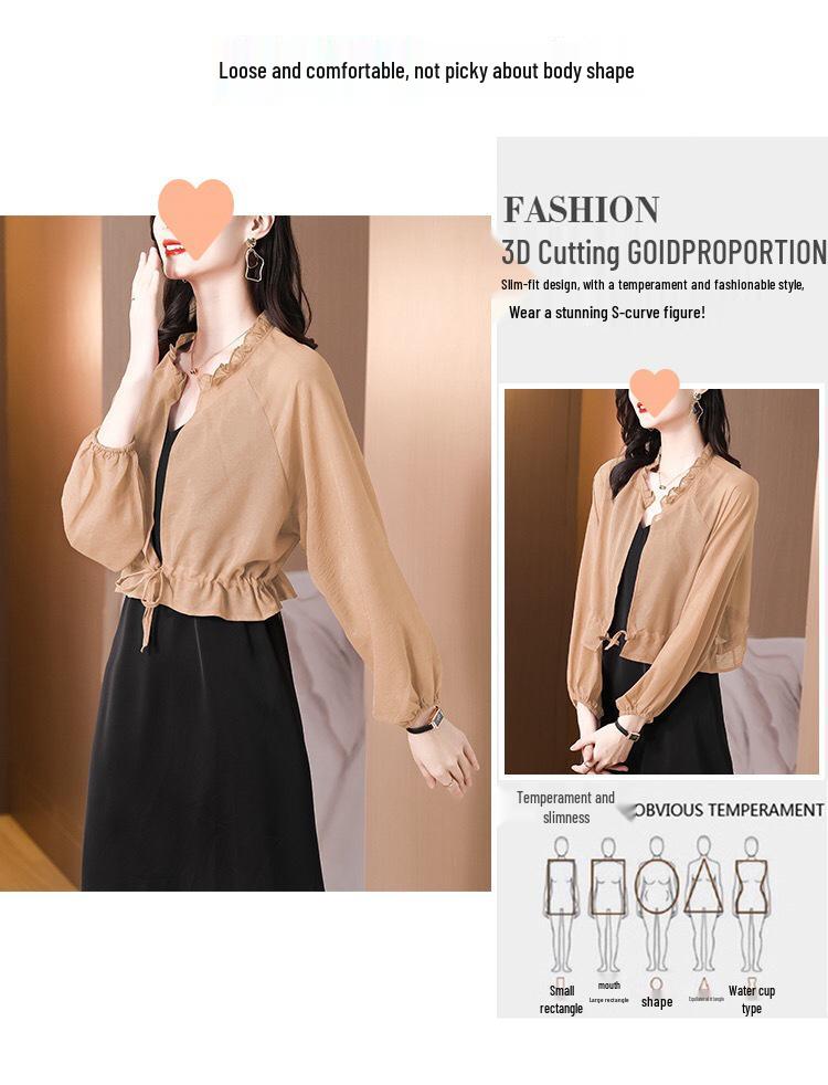Cardigan Parasole in Chiffon: Leggero Sciarpa Estiva per Vestiti Canottiera, Giacca Corta Larga Modellante.
