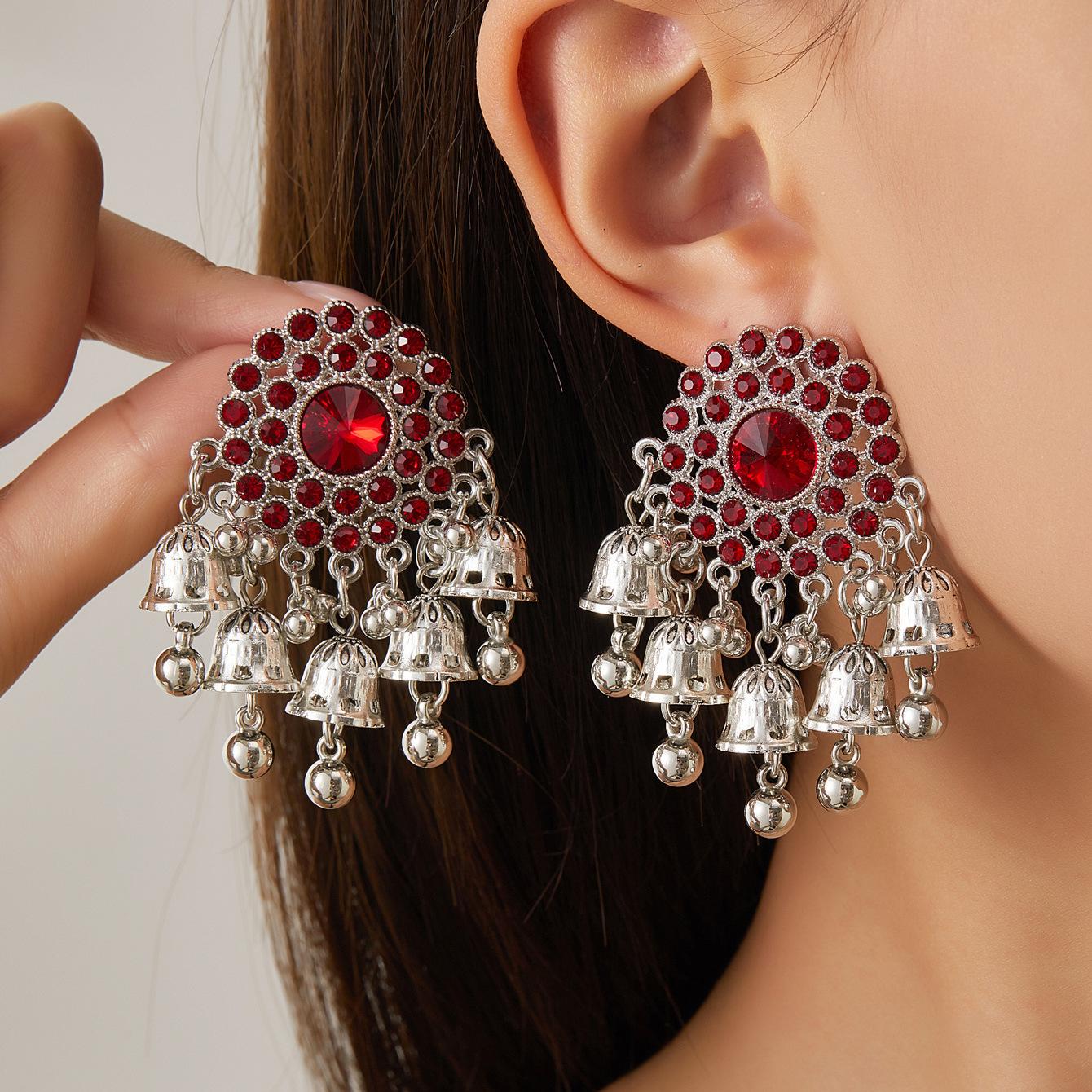 

Vintage Tassel Bohemian Diamond Chime Earrings Women S, Exotic Ethnic Style Round Geometric Unique Ear Jewelry