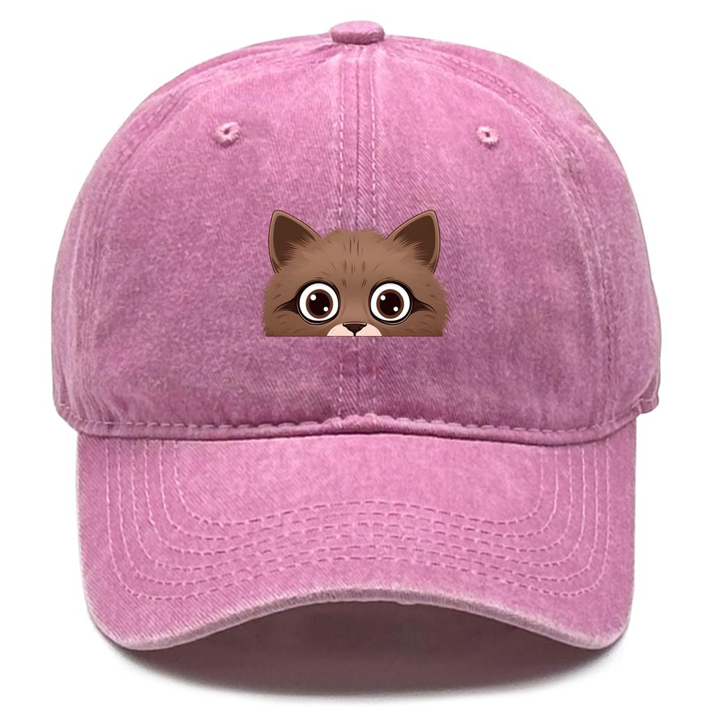 Adjustable Baseball Hat Print Peeping Cat Casual Hat for Unisex Women Snapback Cap Cycling Gorros Casquette Washed Distressed