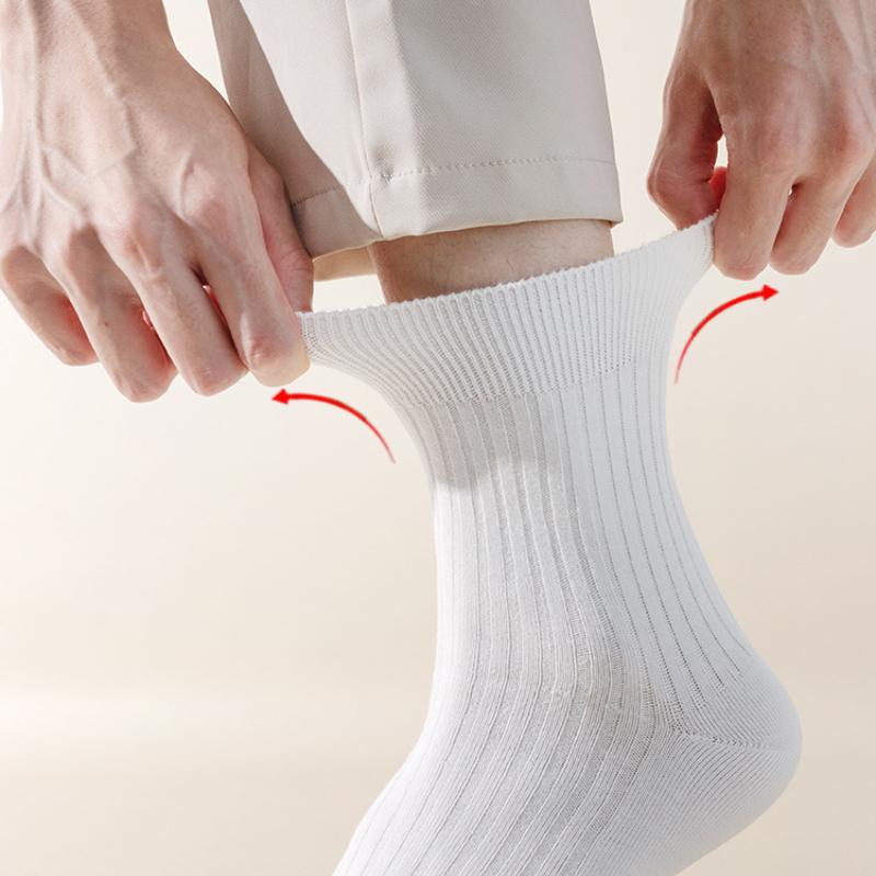 Men's and Women's Pure Cotton Socks Solid Color Medium Tube Socks Autumn and Winter
