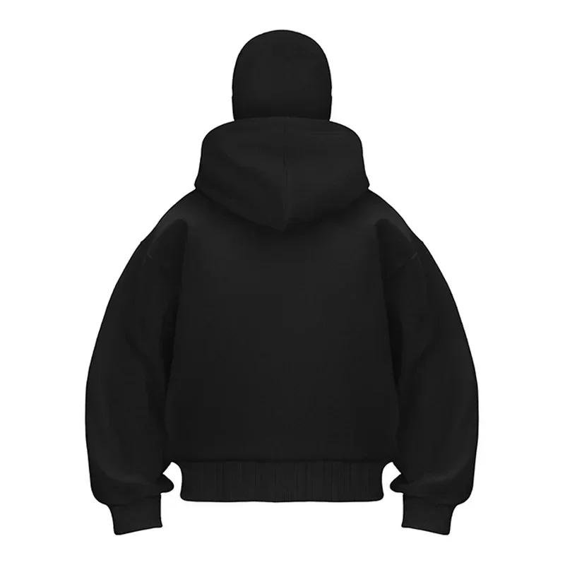 STREETRICH Herren und Damen Sturmhaube Y2K Gothic Harajuku Winter Neuheit Sweatshirt mit doppelter Kapuze Maske mit Reißverschluss Sportbekleidung