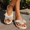 Fashion Bowknot Decoration Casual Flat Slippers Shoes for Women Slides New Summer Slides Outdoor Beach Flip-flops Fashion Women's Shoes