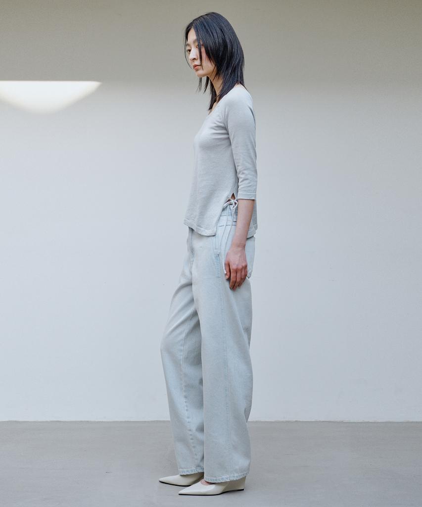 AHWE Off-Shoulder Half Sleeve Knit_Light Gray