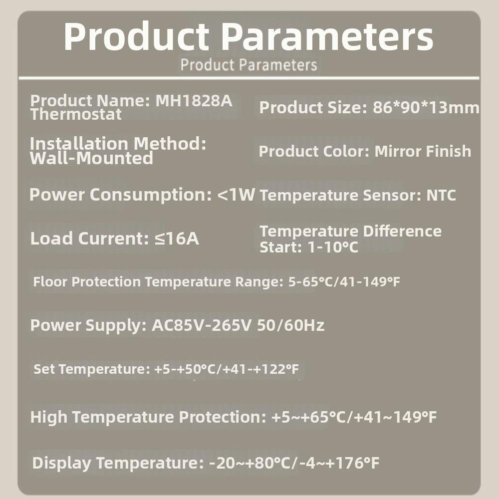 Touch Screen Smart Thermostat White Backlight Temperature Panel  Room Temperature Control