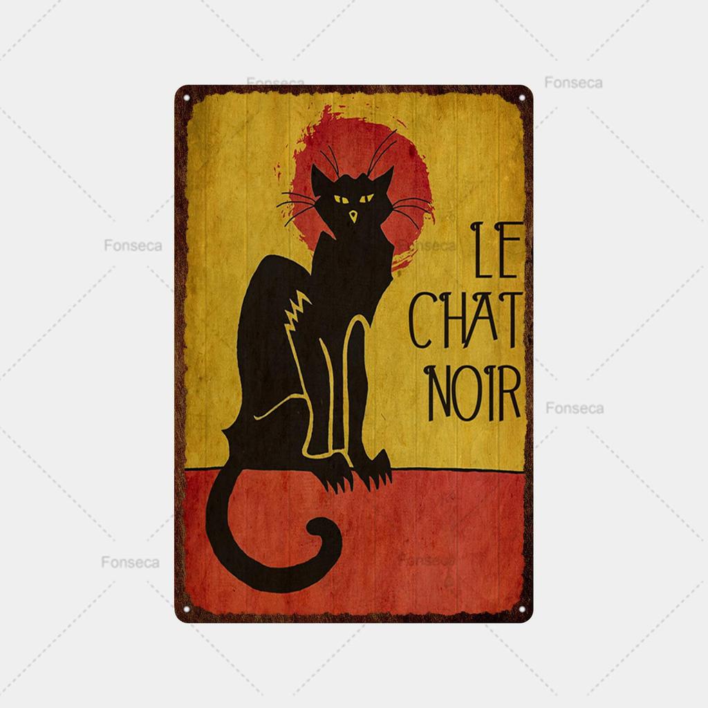 Coole schwarze Katze Metallschild Blechschild Metall Retro Bar Wanddekoration Bar Club Loch Metallplakat