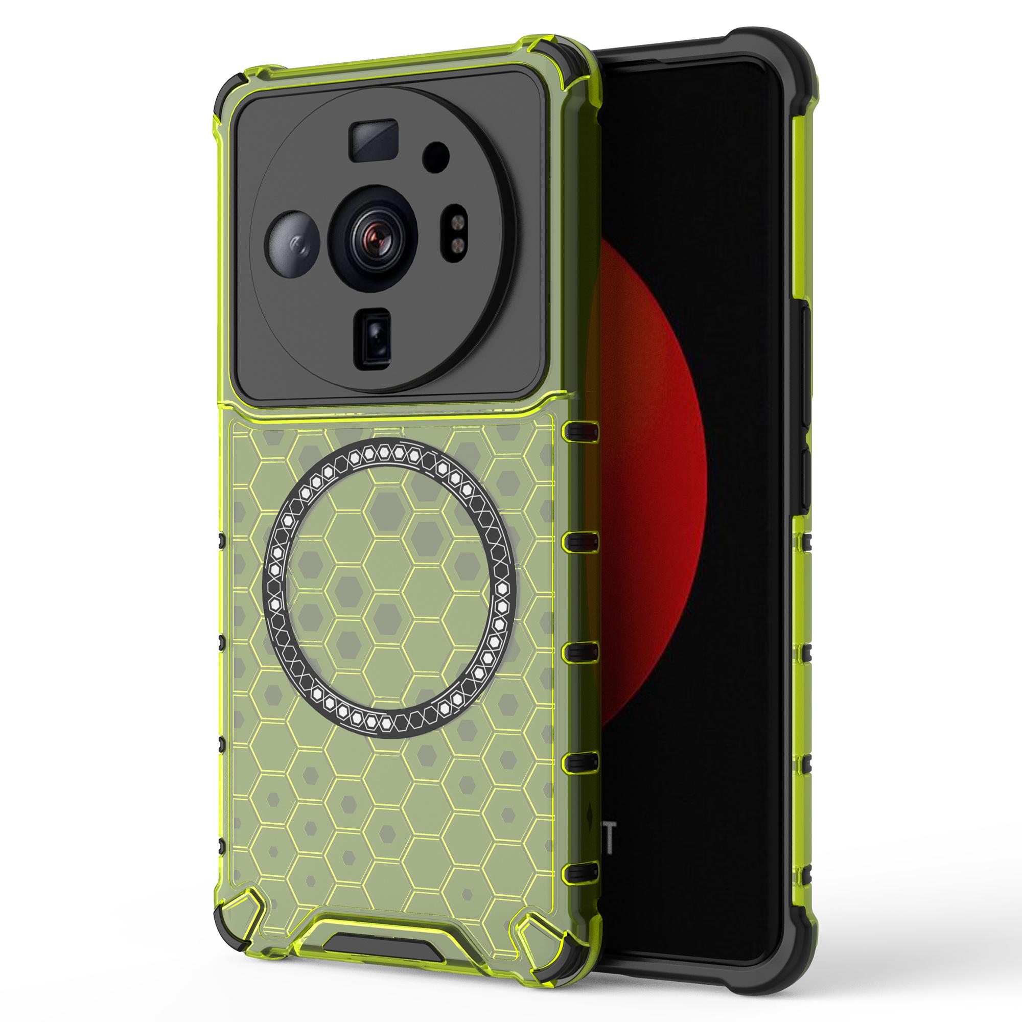 

For Xiaomi 12S Ultra 5G Magnetic Case Shockproof Honeycomb TPU+PC Phone Cover Green