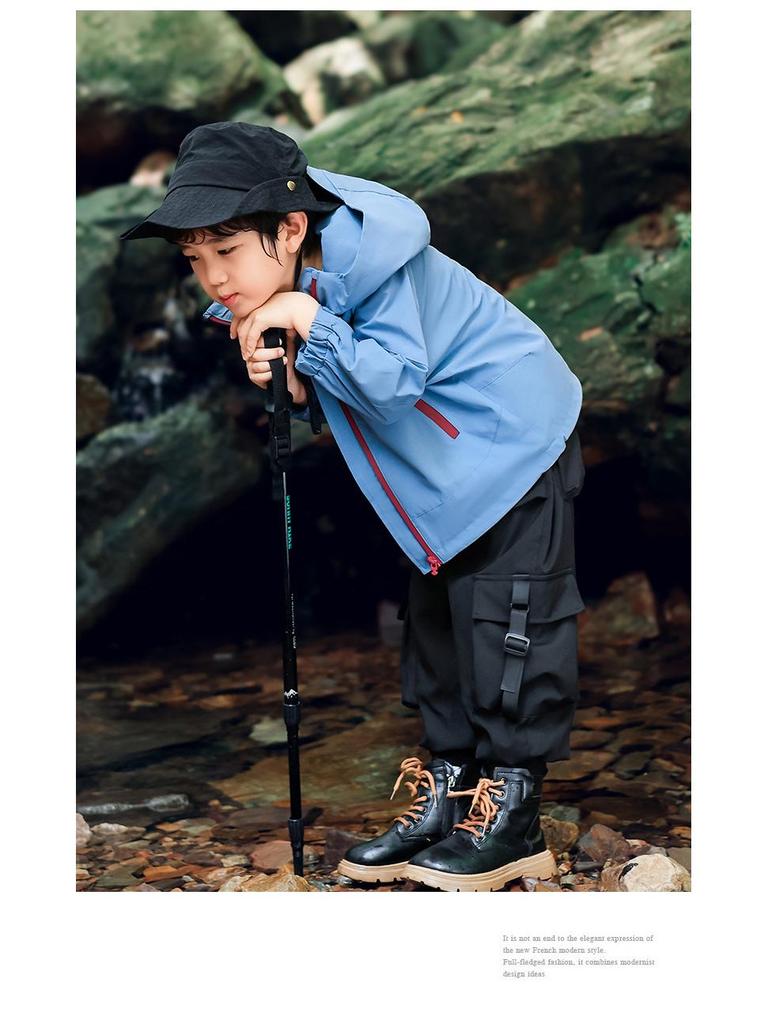 Boys' 3-in-1 Windbreaker Jacket - 2025 Spring/Autumn Kids' Waterproof Outdoor Coat