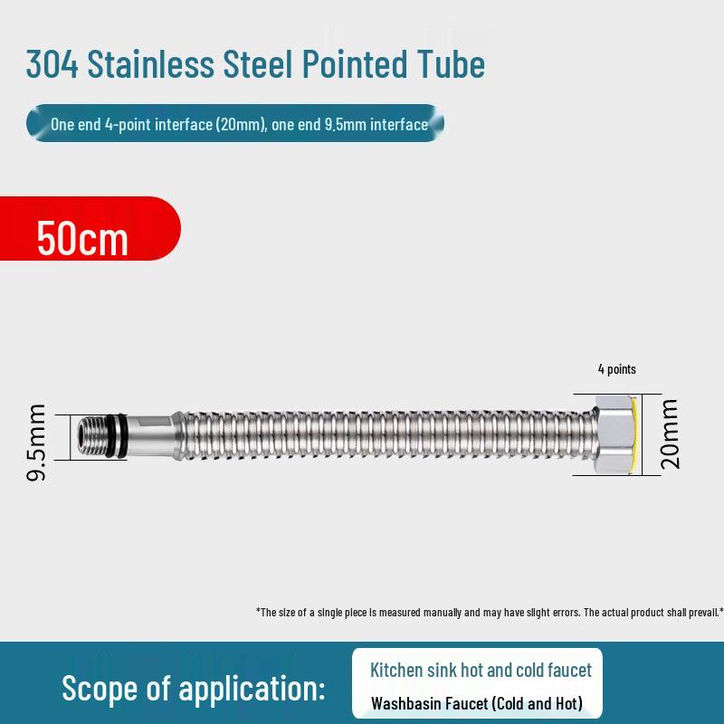 304 Stainless Steel Corrugated Explosion-Proof Hose for Hot/Cold Water Faucets and Sinks