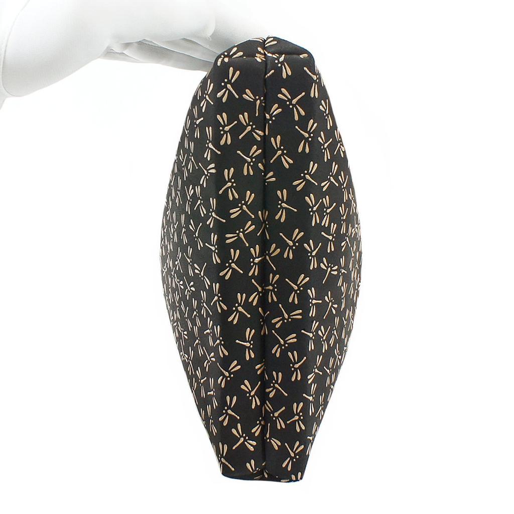 Inden Drawstring Bag with Black Background X White Dragonfly Pattern [Indenya] 230-piece Gusset, Deerskin, Lacquer, 3007-11-008