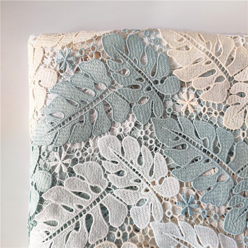 50Cmx130Cm French Tulle Lace Fabric 2024 High Qulity Water-Soluble 3D Embroidery Hollow Leaf Fabric Wedding Dress Skirt Fabric