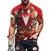 Funny Men's T-Shirts Santa Claus Christmas Oversized Short Sleeve with Snowflakes Print Red Casual O-Neck Outfit Men Clothing
