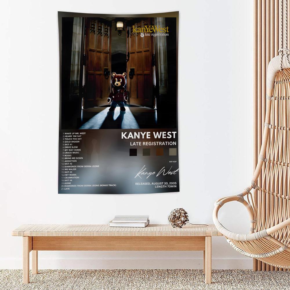 Rapper Singer KKanye West Tapestry For Bedroom Living Room Outdoor Wall Decor Simple Stylish Art Piece Vertical Design