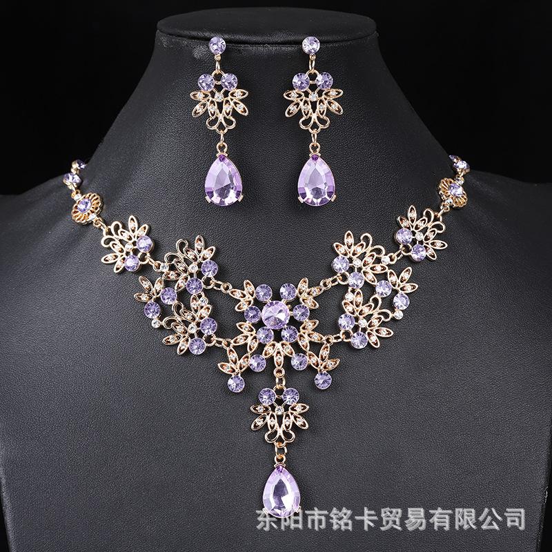 Fashion Necklace And Earrings Set - Leaf And Droplet Wedding Set - Bride's Jewelry Set