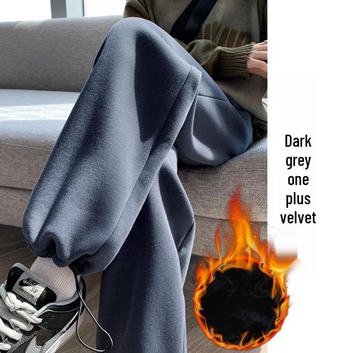 Maternity Lambswool Fleece-Lined Cotton Sweatpants | Autumn/Winter Loose Fit | Cuffed & Wide Leg Styles