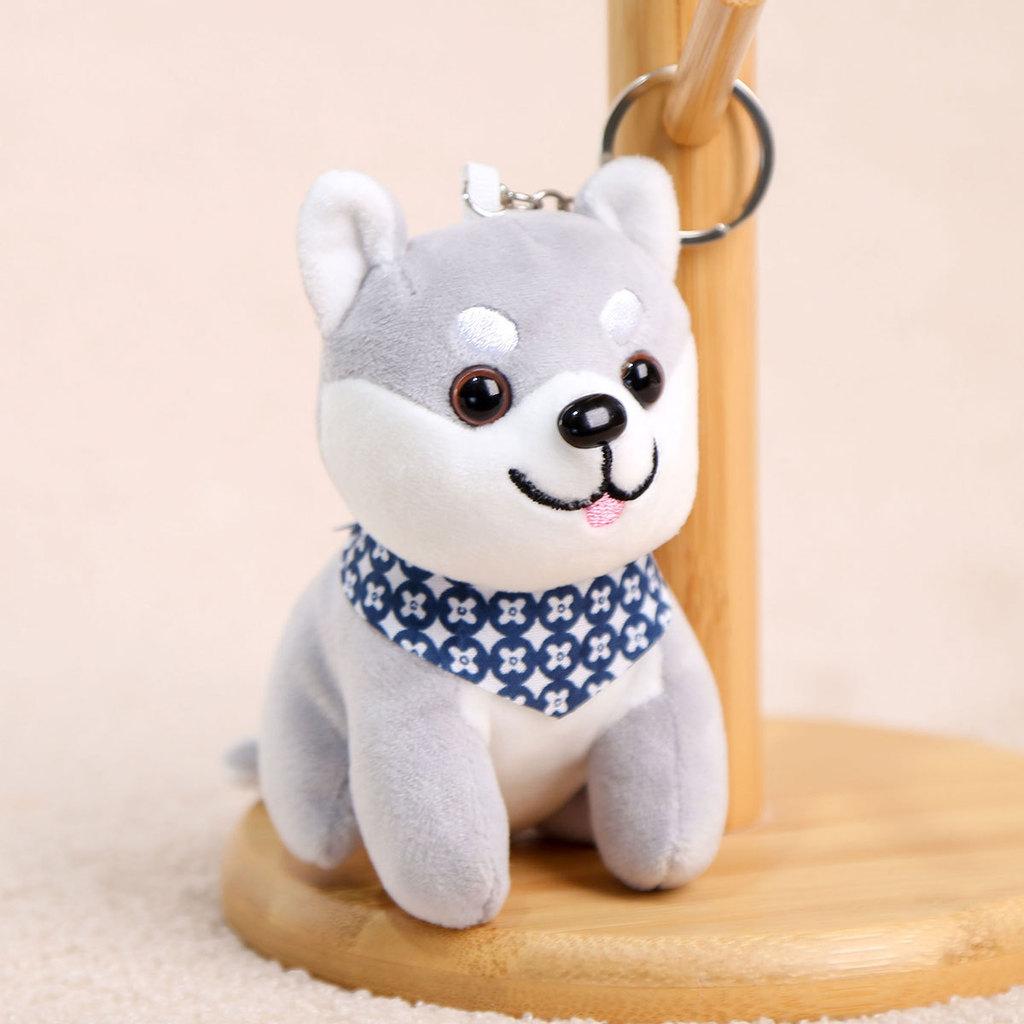 

Short Plush Shiba Inu Doll Keyring For Kids And Teen Bag Decor сірий колір