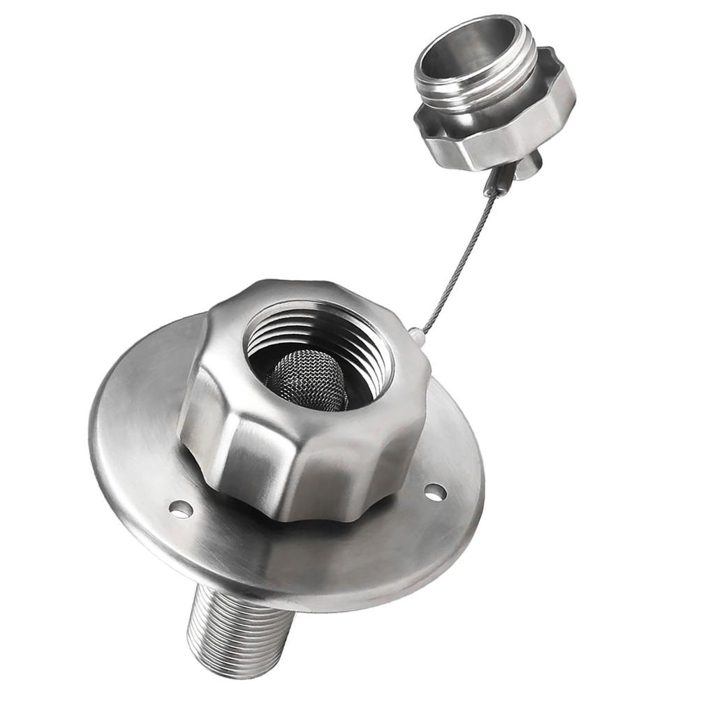 RV City Water Inlet 3/4in GHT Female 1/2in NPT Male 3in Flange RV Water Connection with Check Valve