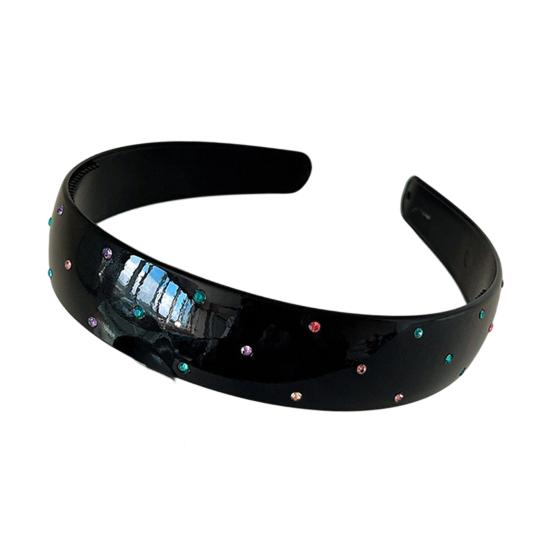 Summer Acrylic Headband Wide Elastic Headband with Rhinestones Design Women чёрный
