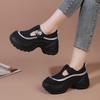 Glitter Decoration Casual Shoes Women 2025 Autumn Thick Bottom Mary Jane Shoes Soft Chunky Platform Velcro Sneakers