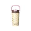 Large Capacity Insulated Travel Mug With Straw Lid Ceramic Inner Liner Women Portable Coffee Cup 480ml