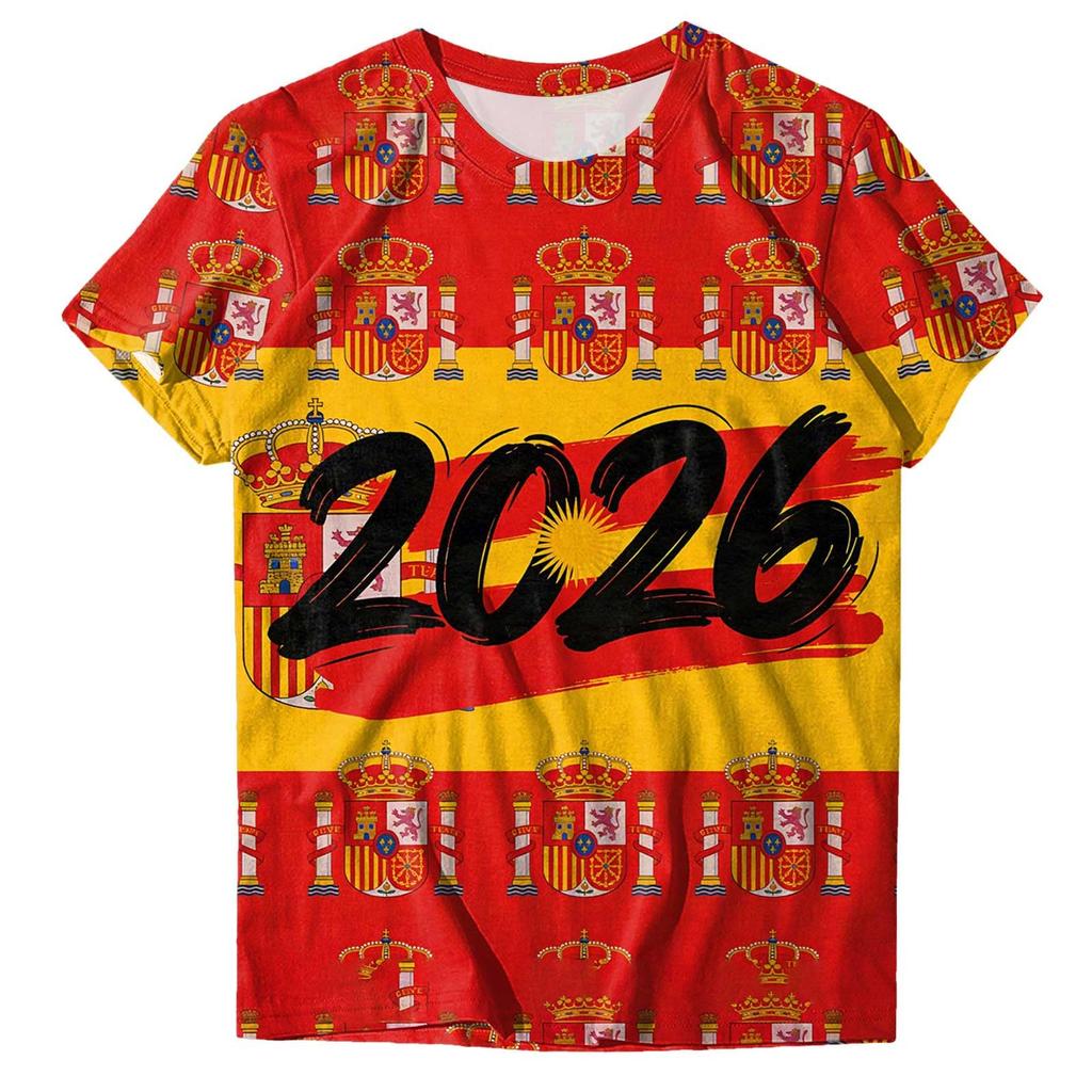 Women Casual Pullover T Shirt Short Sleeve Crew Neck Letter Print Top for Spain 2026 Soccer Support Fans