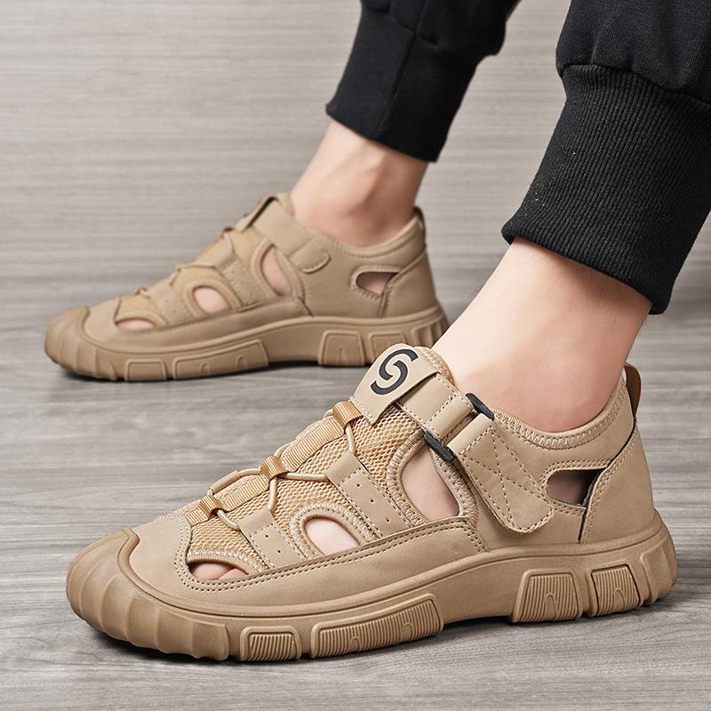 Outdoor men's summer mesh sandals, non slip hiking travel hiking shoes men's Roman shoes beach wading shoes casual sports shoes
