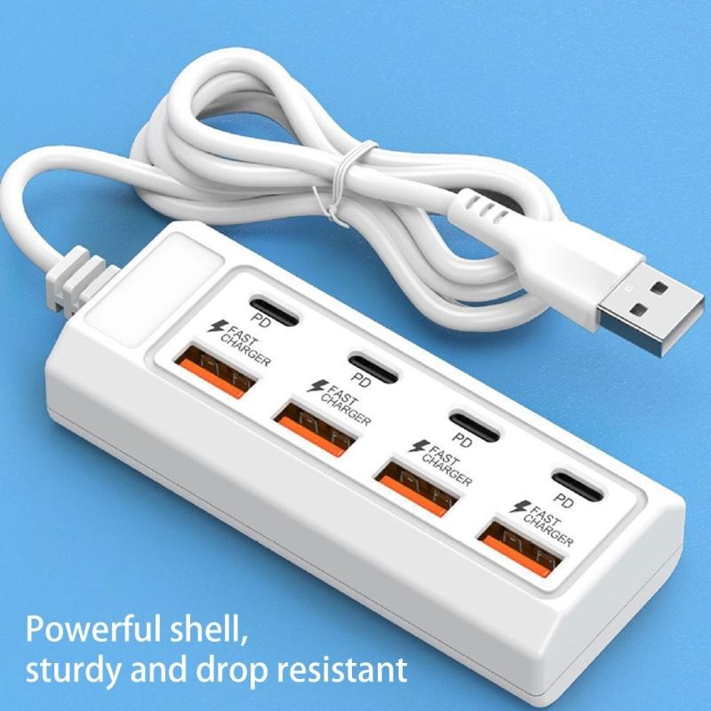 8 In 1 USB Electrical Socket 25W USB TYPE C Power Strips Charger Station Splitter For Tablet Laptop Mobile Phones