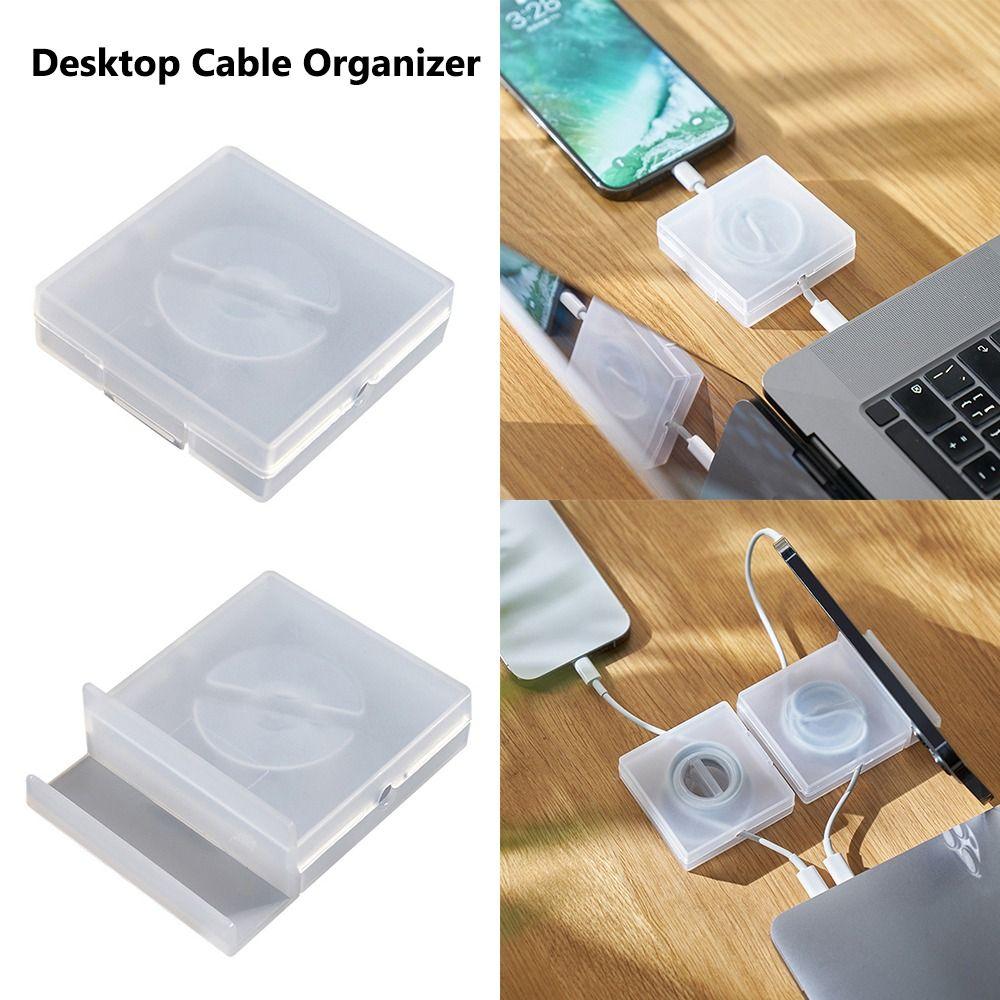 Plastic Desktop Cable Organizer Tangle-Free Transparent USB Cable Winder Retractable Charger Wire Storage Protector Desktop Use