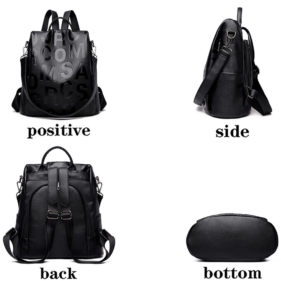 Zaino Antifurto da Donna con Lettera alla Moda, Borse a Spalla da Donna in Pelle PU di Alta Qualità, Impermeabile, Borsa da Scuola per Ragazza, Mochila