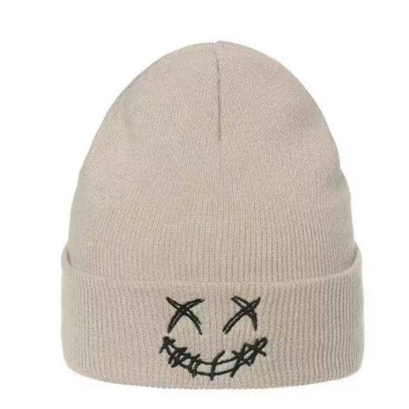 Buchstabenstickerei Strickmütze Herbst und Winter Mode Koreanischer Trend Vielseitige Wollmütze Pullovermütze für Damen und Herren Outdoor Thermomütze